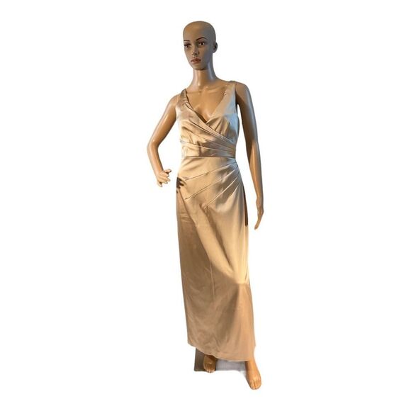 Karen Millen Womens Ivory Sleeveless V-Neck Satin Elegant  Wedding Dress Size 10 - Picture 1 of 16